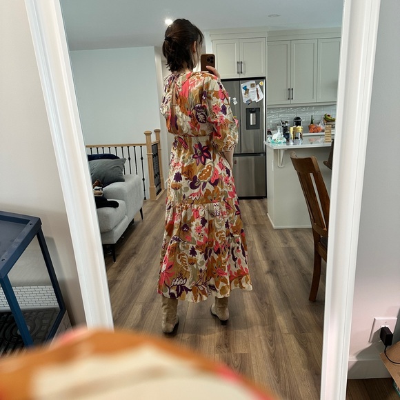 Zara Floral Long Sleeve Dress - Pink, Purple, Orange - Picture 3 of 3